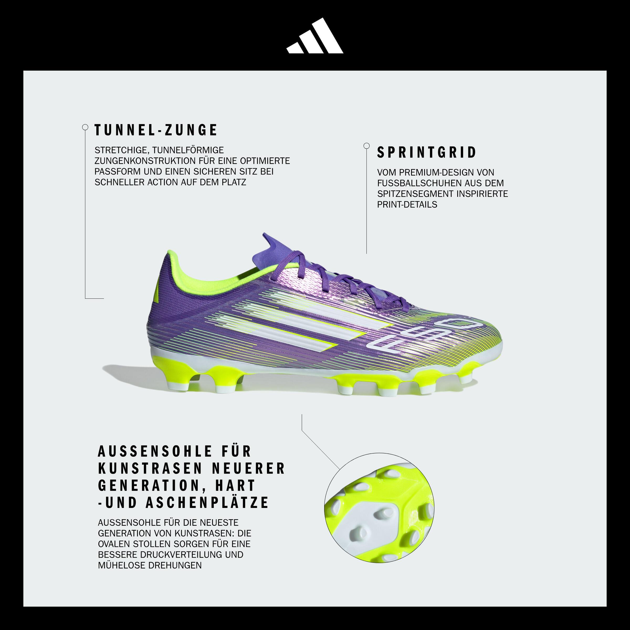 Gebraucht - Damen/Herren Fußball Nockenschuhe - F50 League violett/gelb 3/8