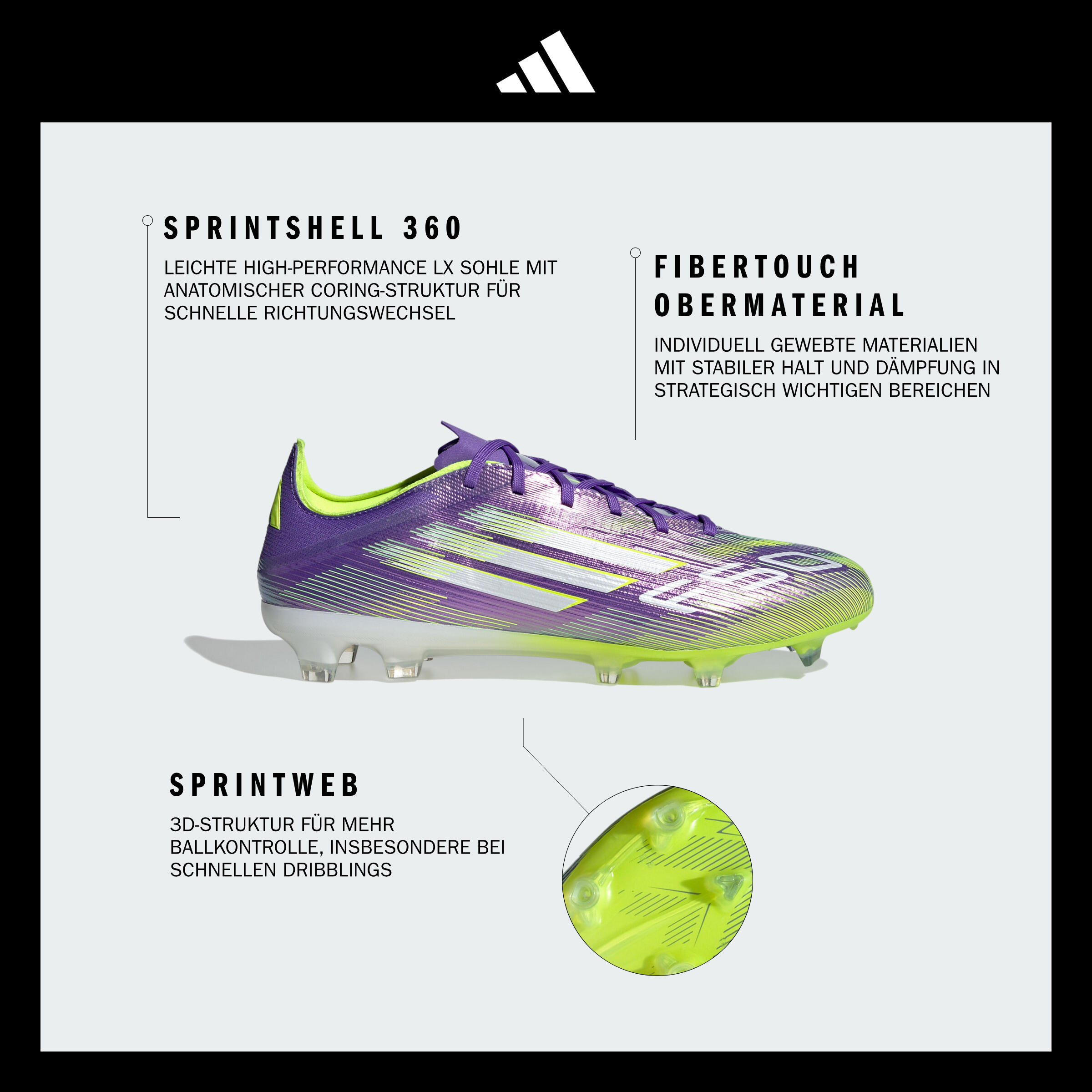 Damen/Herren Fußball Nockenschuhe FG - F50 Pro violett/gelb 3/11