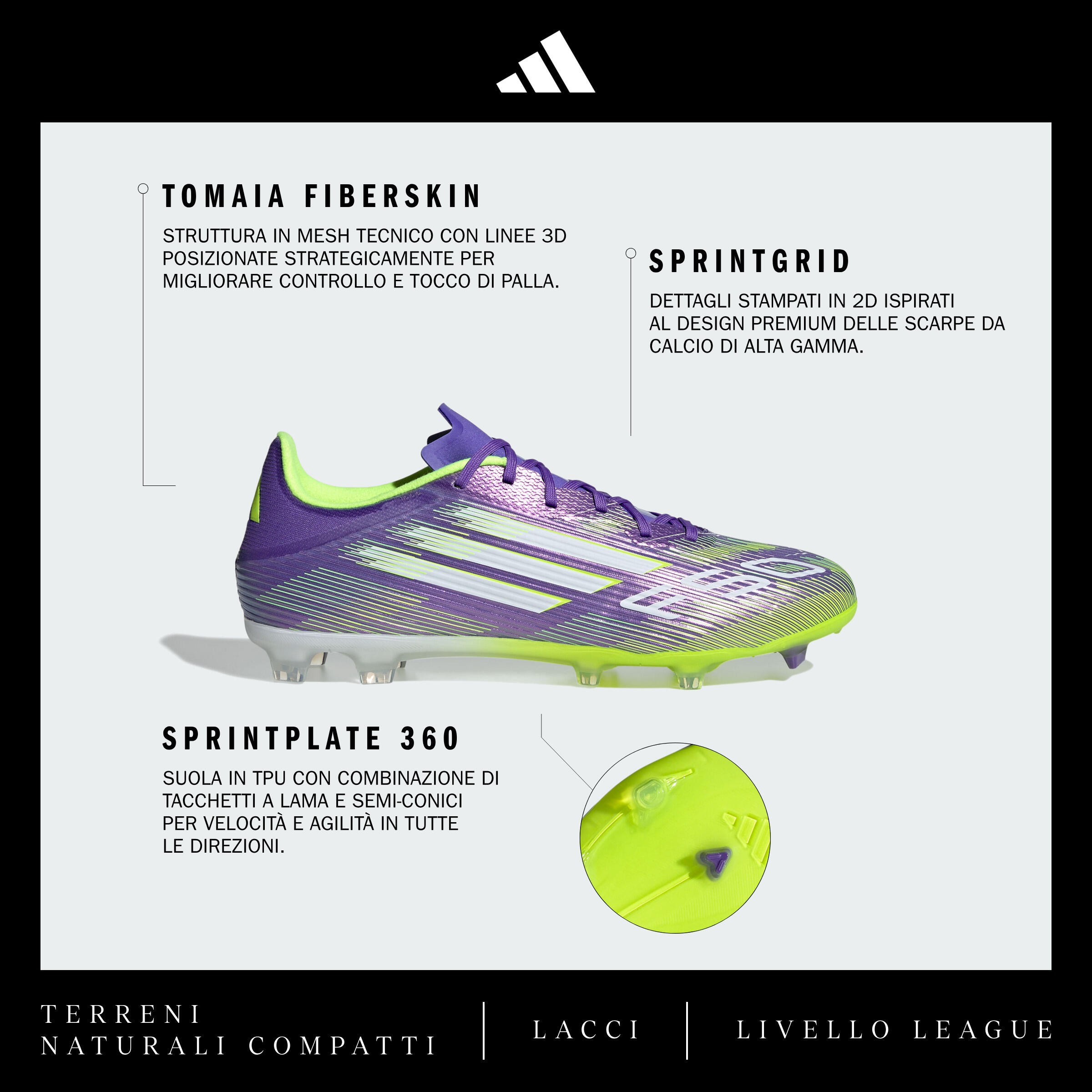 Scarpe calcio adulto F50 LEAGUE FG/MG viola-gialle 3/10