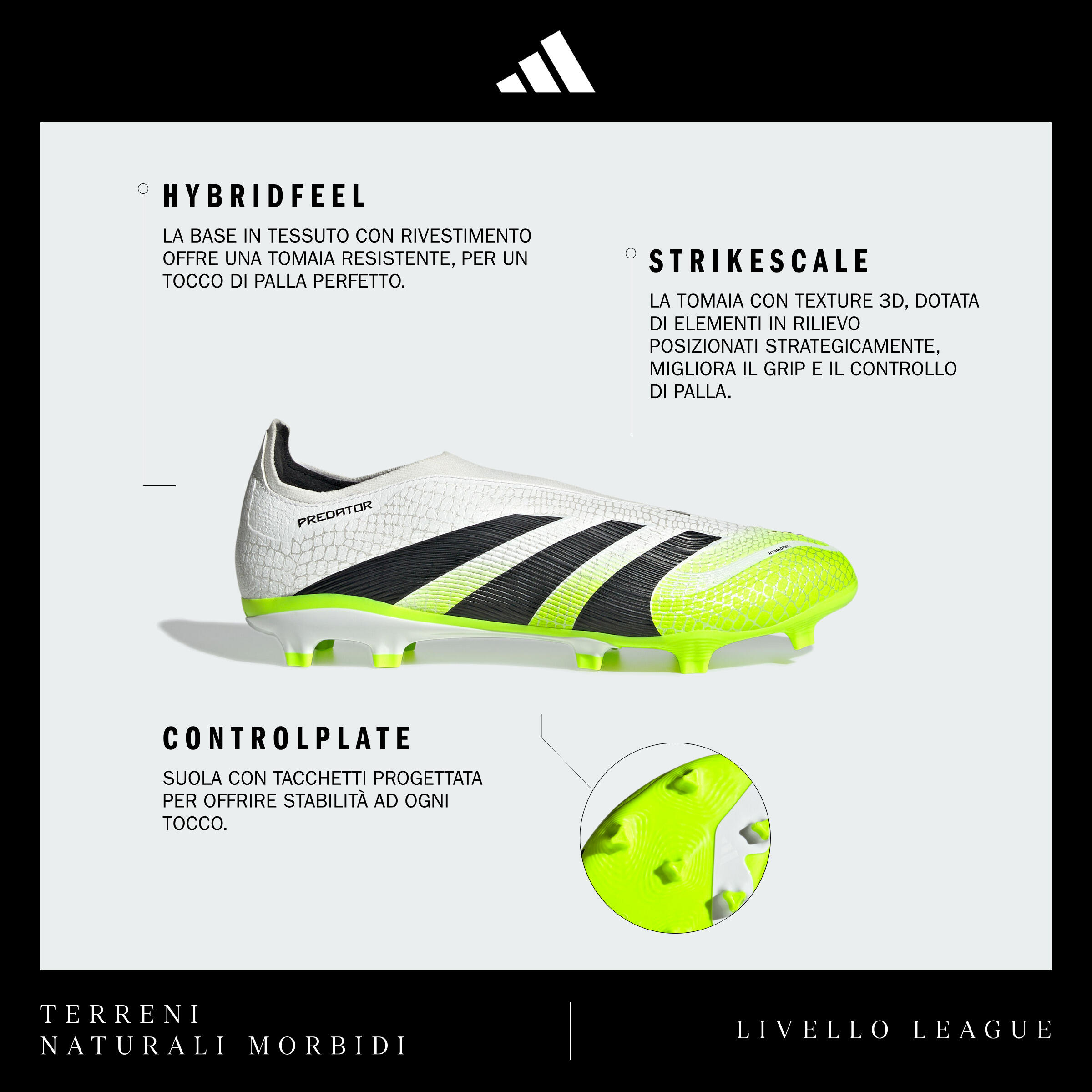 Scarpe calcio adulto PREDATOR LACELESS FG/MG Bianco/Verde 3/11