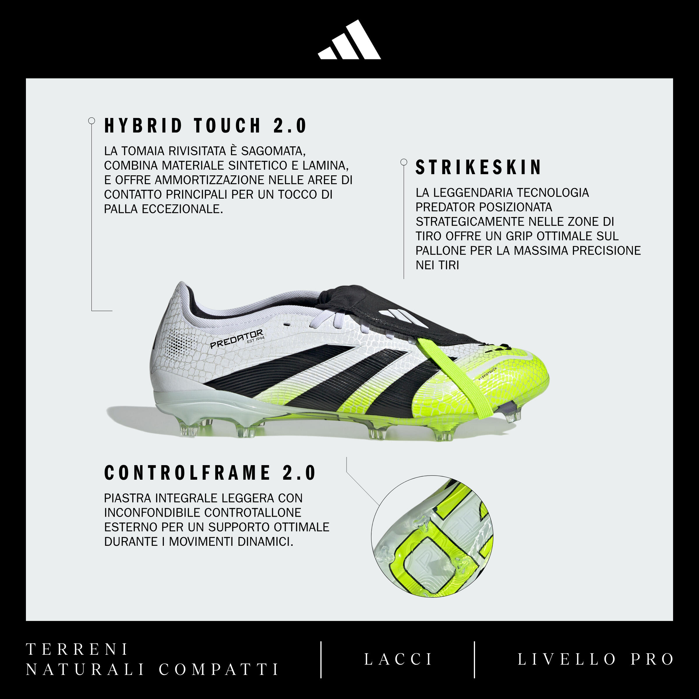 Scarpe calcio Predator PRO FG Bianco/Verde 3/11