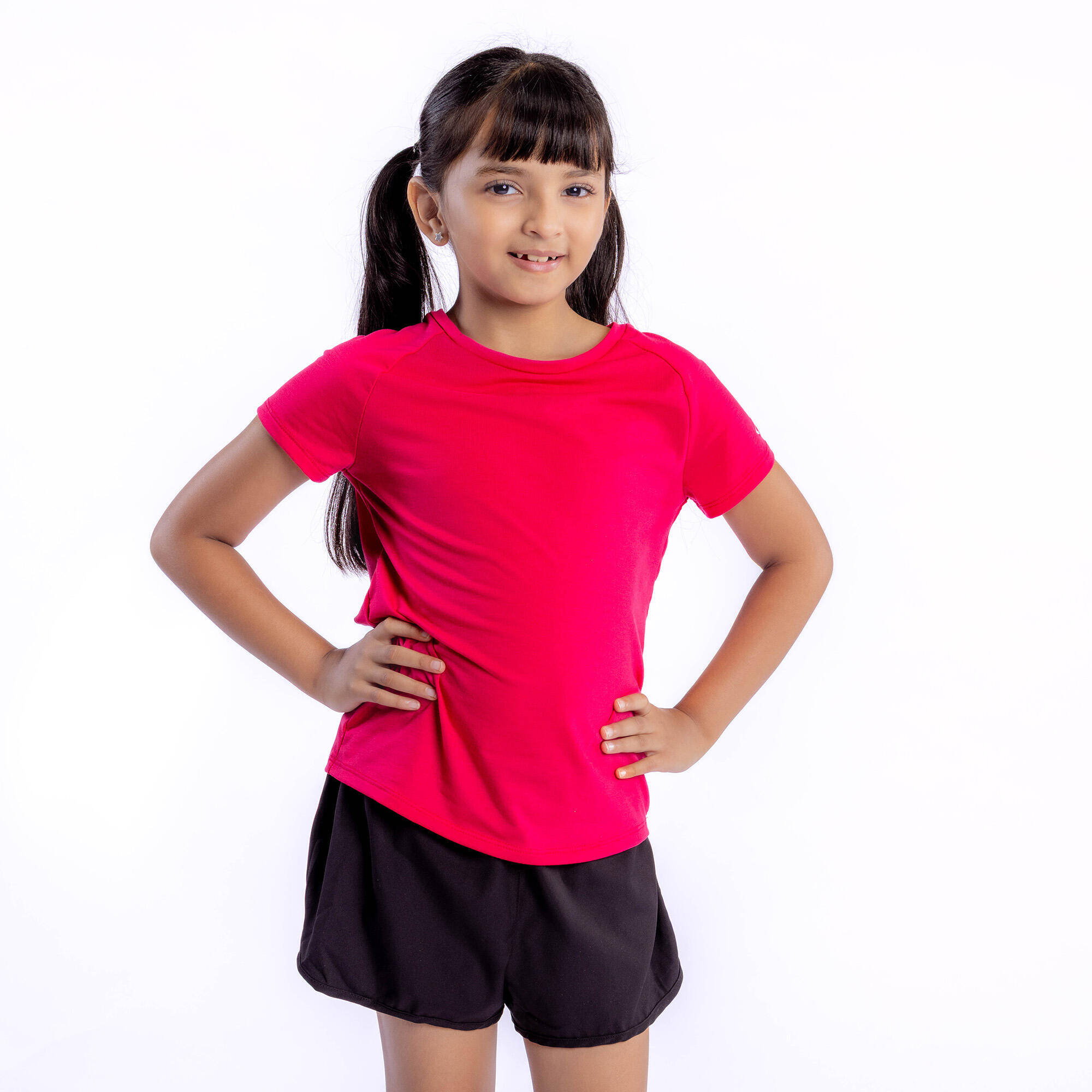 Girls' Breathable Multisport T-Shirt - Hibiscus Pink -  1