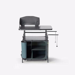 Mueble de cocina de camping L, plegable y con mampara