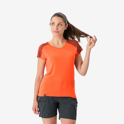 T-shirt de trek manches courtes en laine mérinos femme, Merino Resist jaune