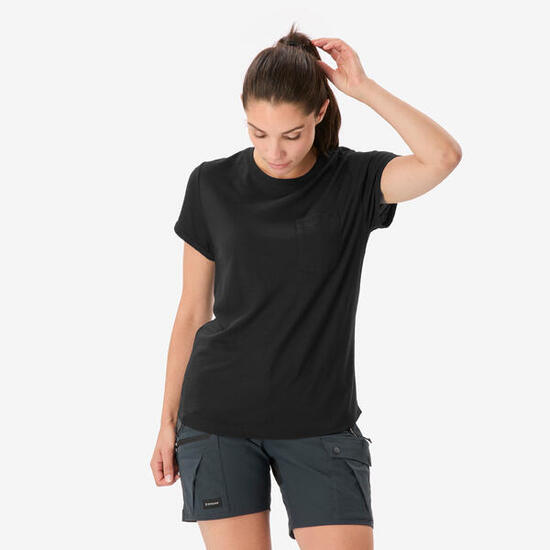 Merino T-Shirt Damen 100 % Merinowolle schwarz