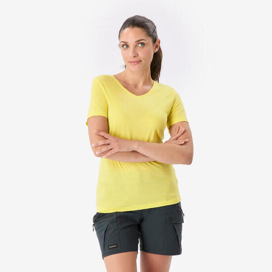 T-shirt manches courtes en laine mérinos femme, Merino Fresh jaune