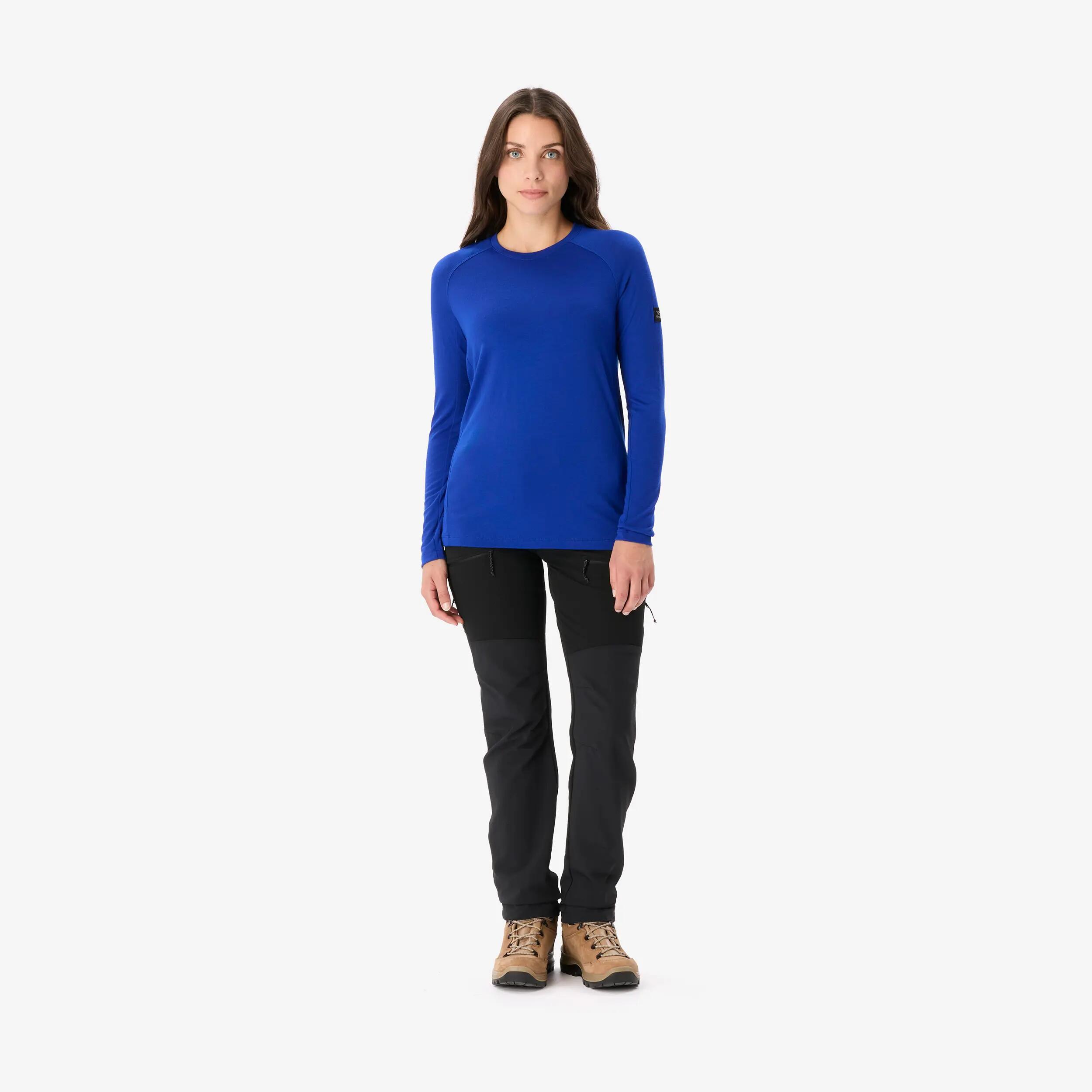 T-shirt lana merinos trekking donna MERINO RESIST blu 2/8