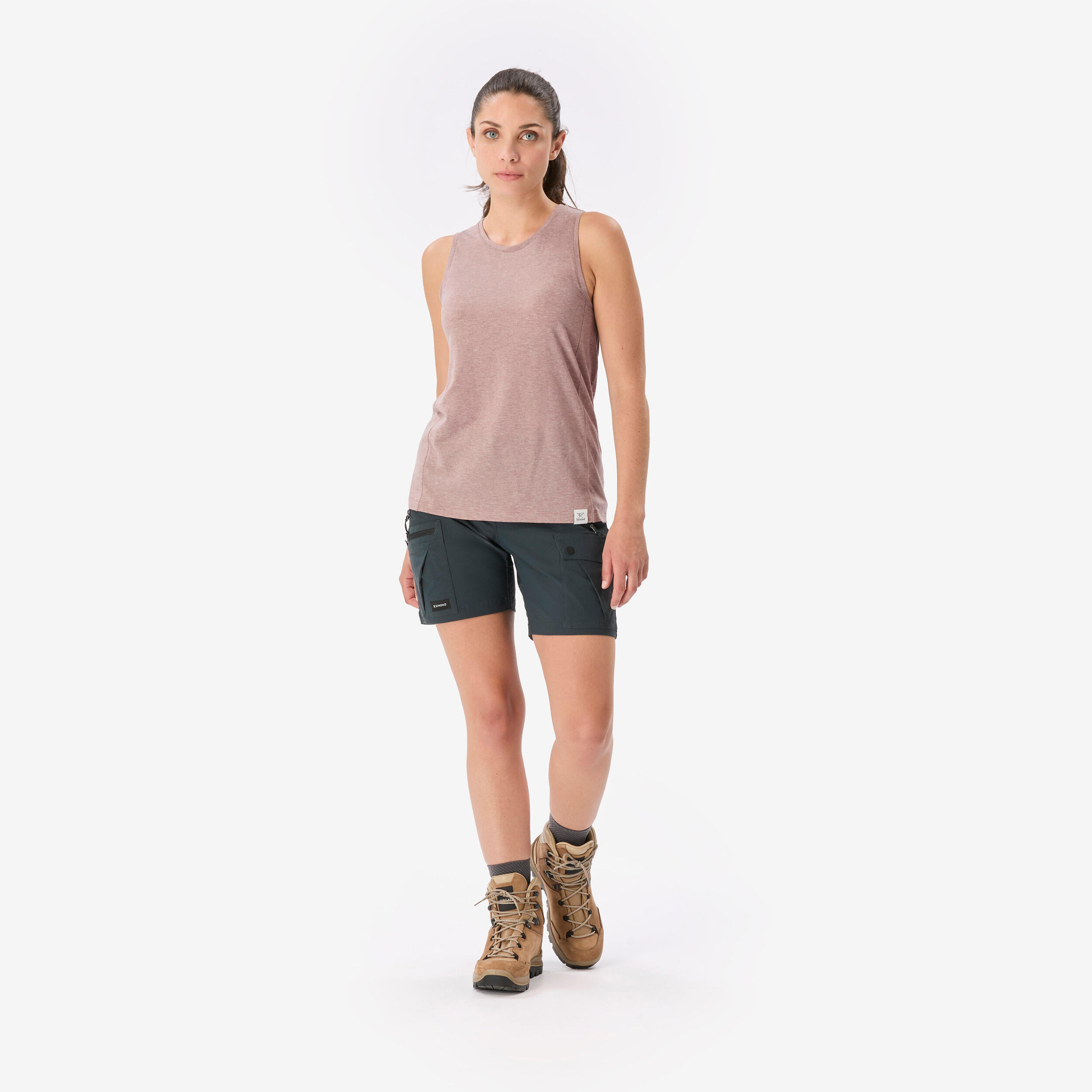 Women’s recycled Merino wool trekking tank top, Merino Rec Fresh - Pink - SIMOND