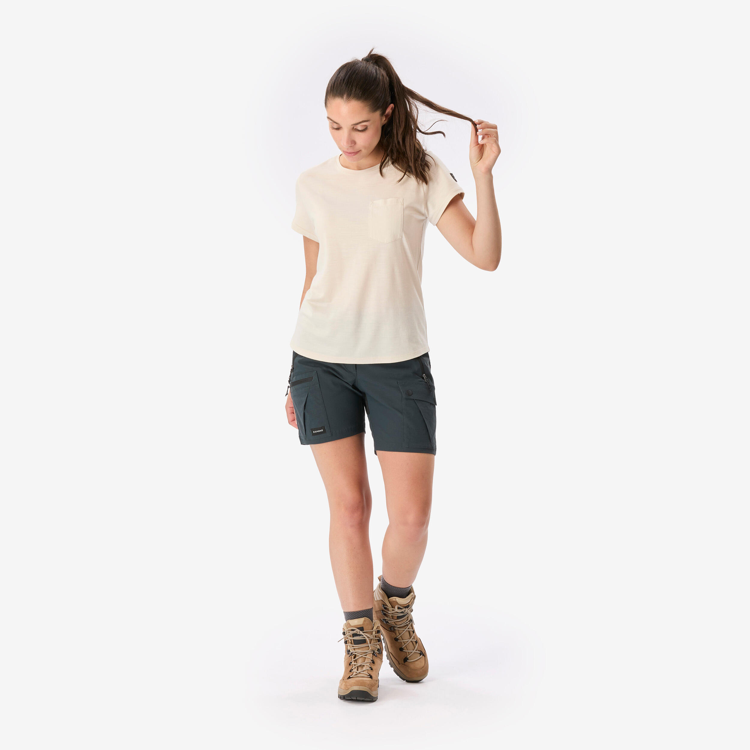 T-shirt de longue randonnée en laine mérinos femme 2/8