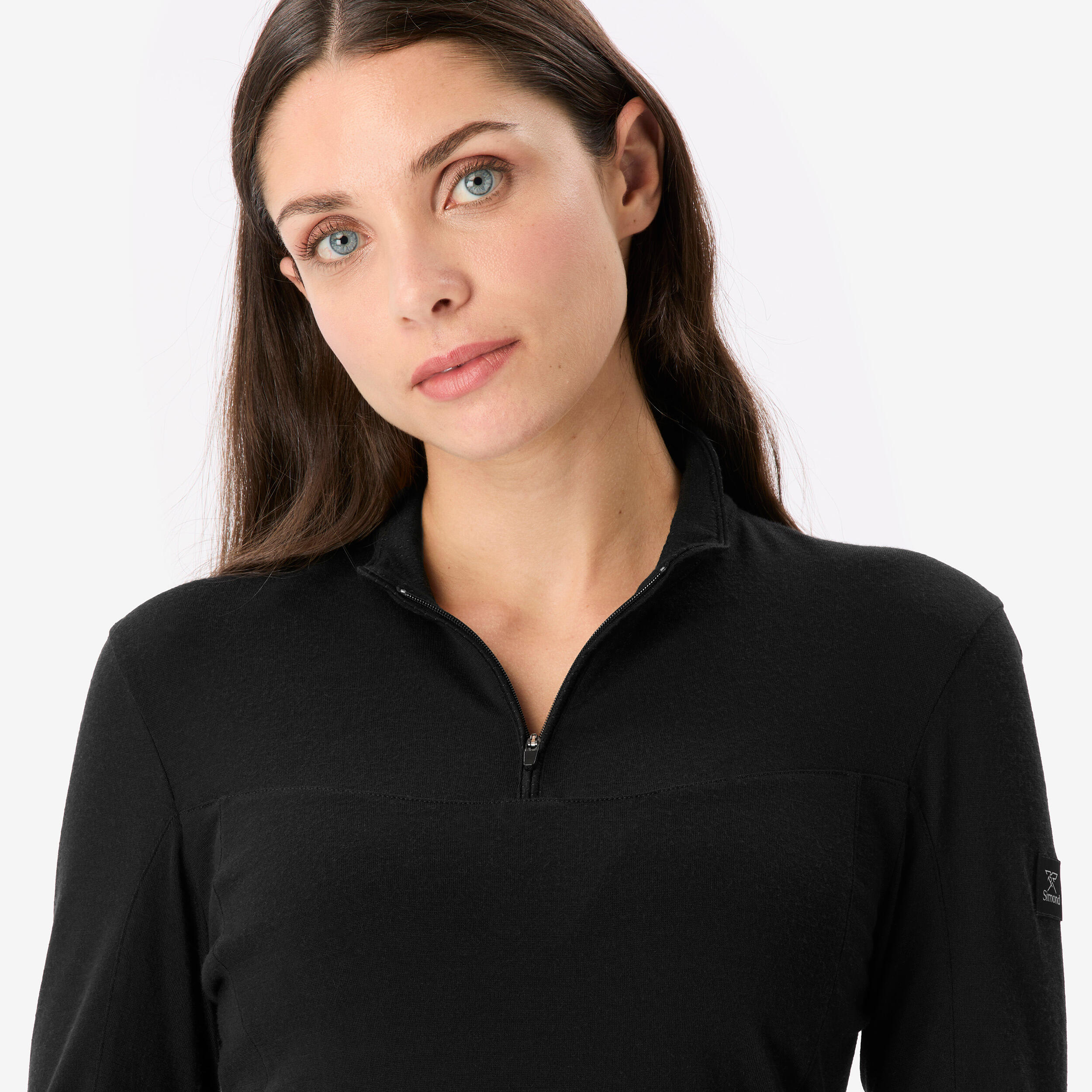 Chandail à manches longues et demi-zip en laine mérinos femme, Merino Resist 3/8