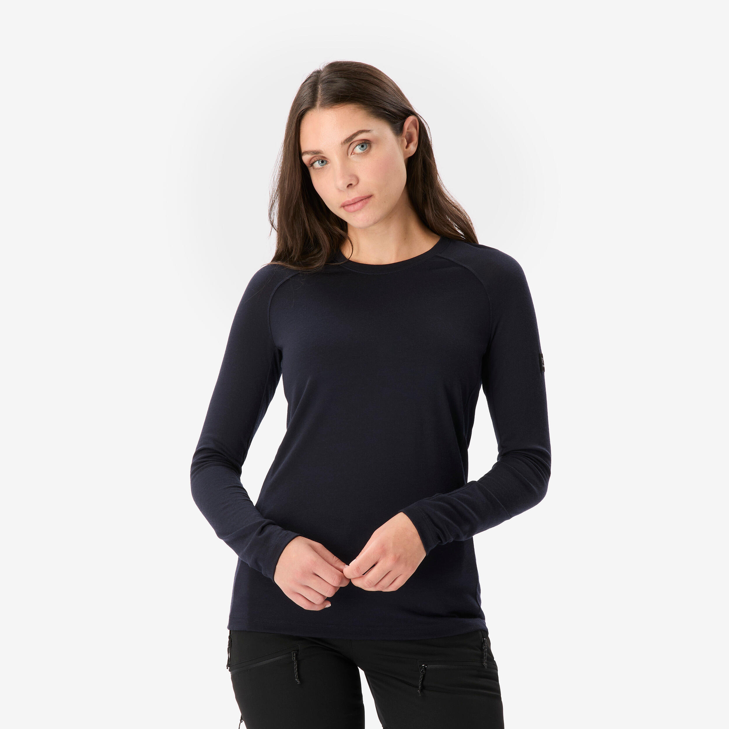 Women’s Merino Wool Long-Sleeved T-Shirt, Merino Resist - Navy