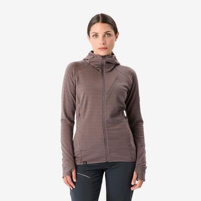 Maglione lana trekking donna MERINOS RESIST marrone