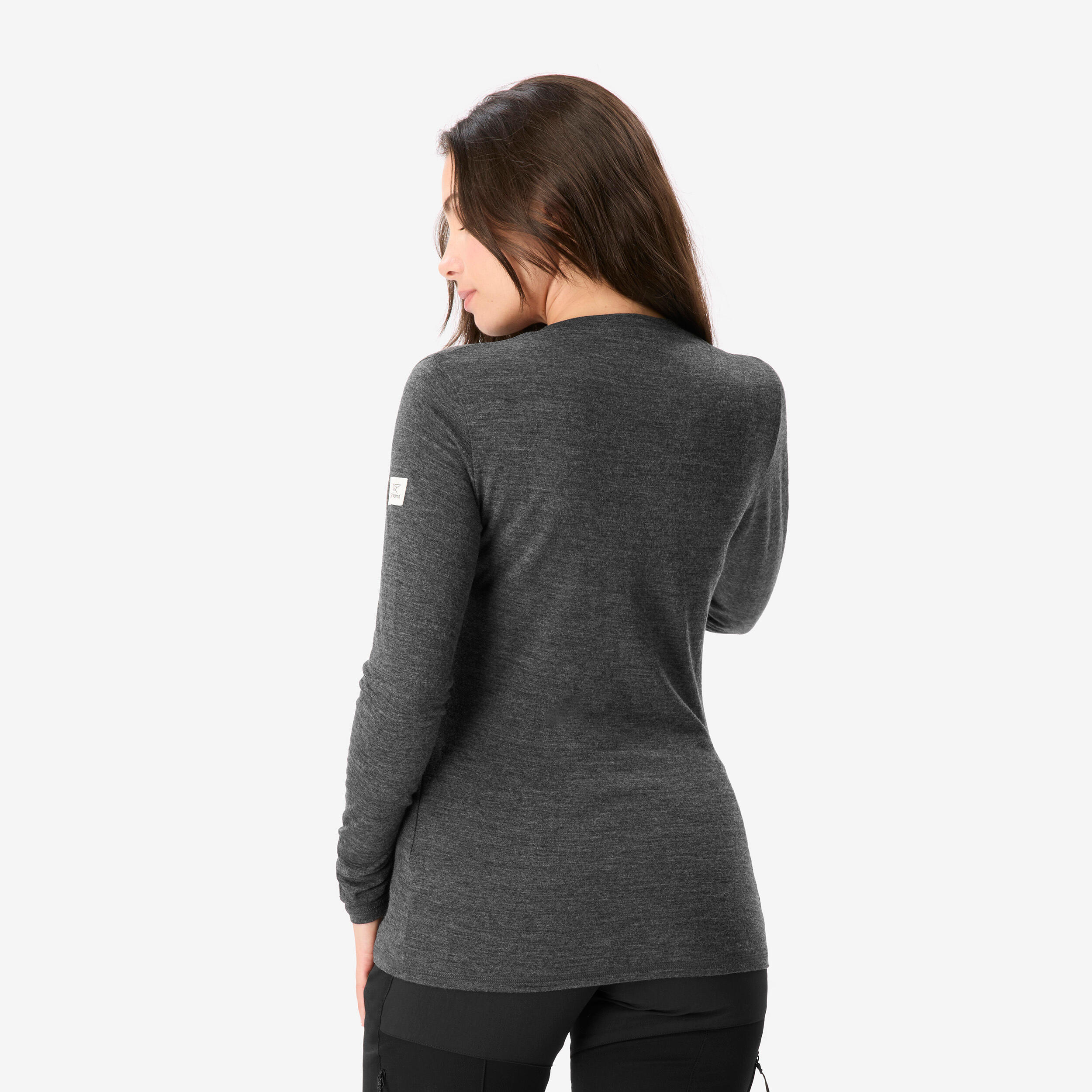 Chandail de longue randonnée à manches longues en mérinos femme, Merino Fresh 4/9
