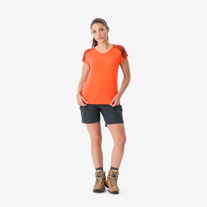 Dámské tričko na trek s krátkým rukávem z merino vlny Merino Resist