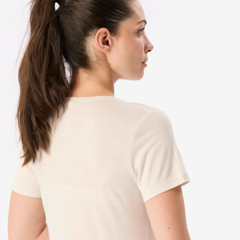 Tricou cu lână merinos, Merino Fresh bej, damă