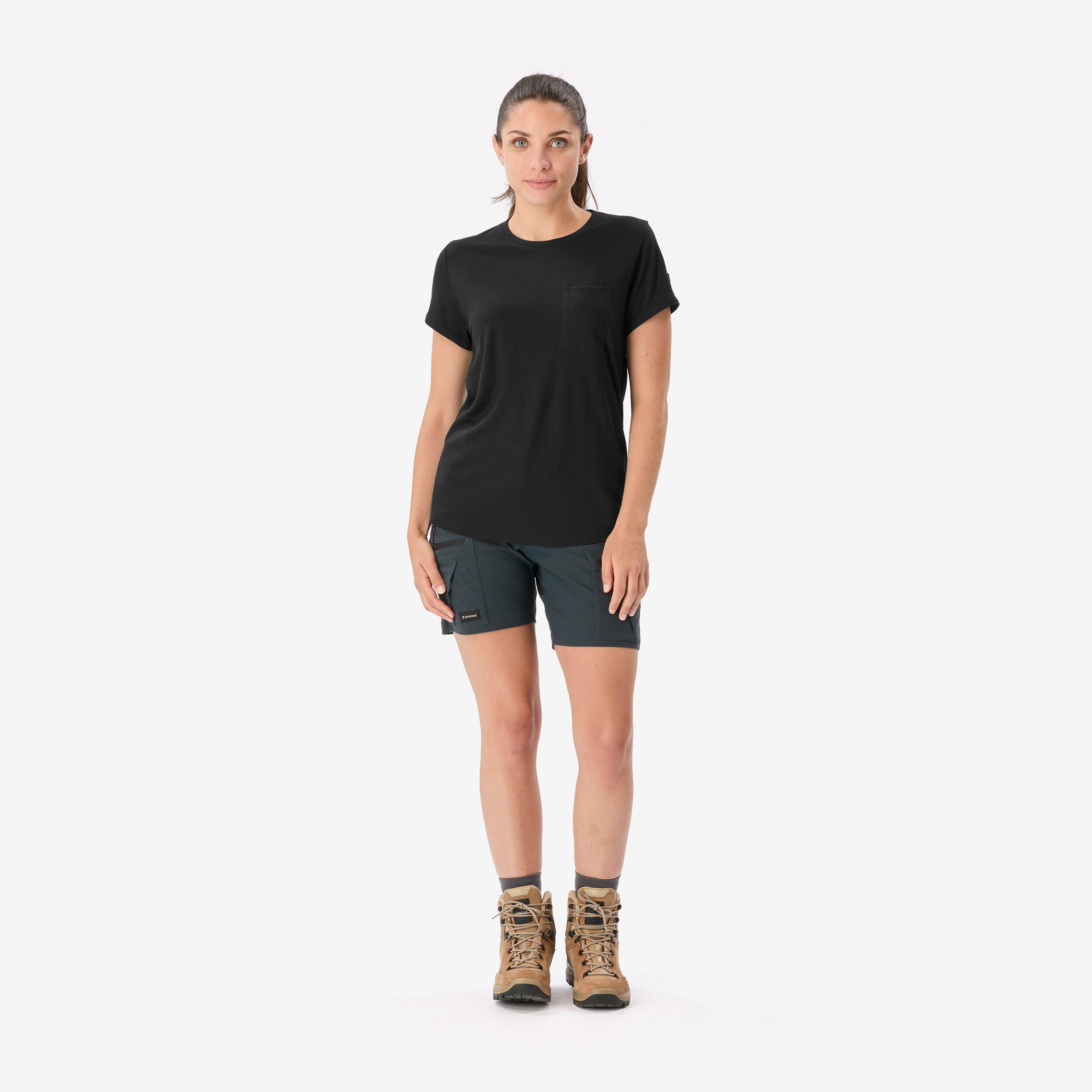 T-shirt de longue randonnée en laine mérinos femme 2/8