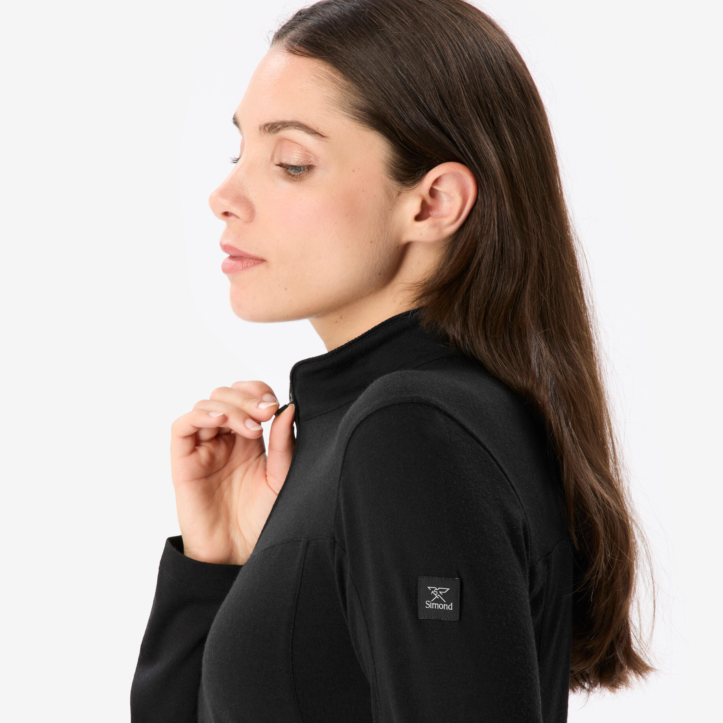 Chandail à manches longues et demi-zip en laine mérinos femme, Merino Resist 5/8