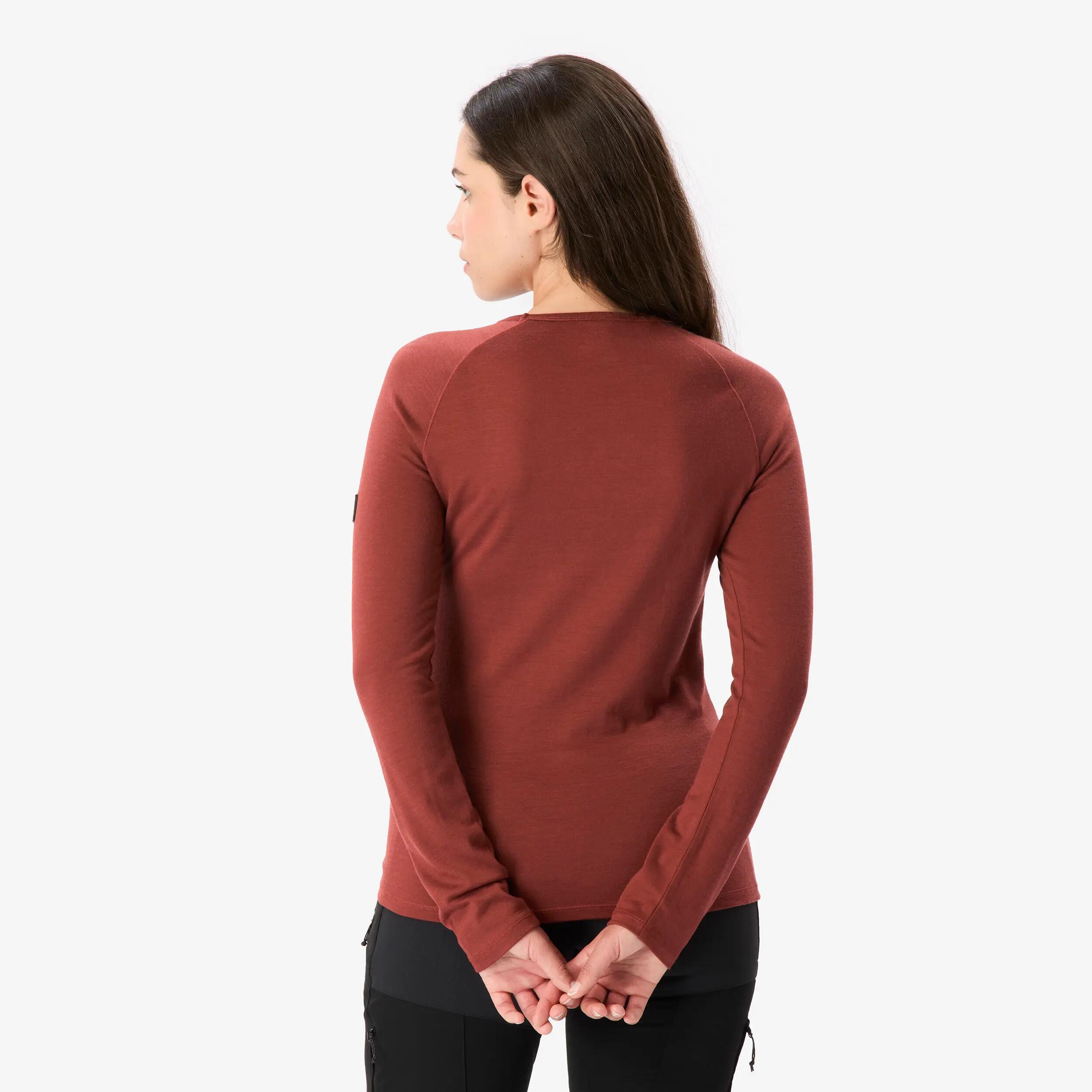 Camiseta manga larga 100% lana merina mujer, Merino 100% marrón  4/8