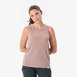 Camiseta sin mangas trekking lana merina reciclada mujer, Merino Rec Fresh rosa