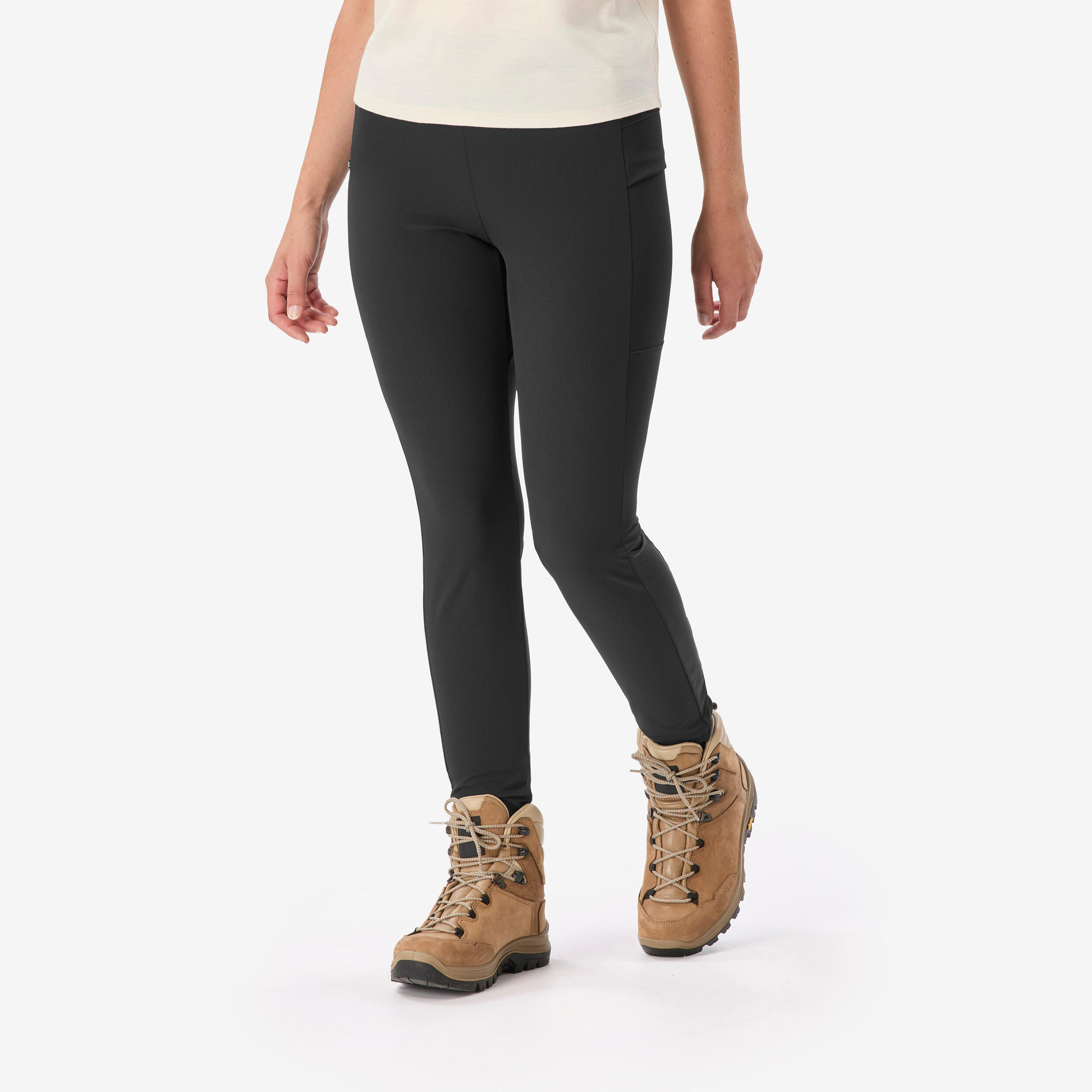 Women’s durable trekking leggings MT500 - Black