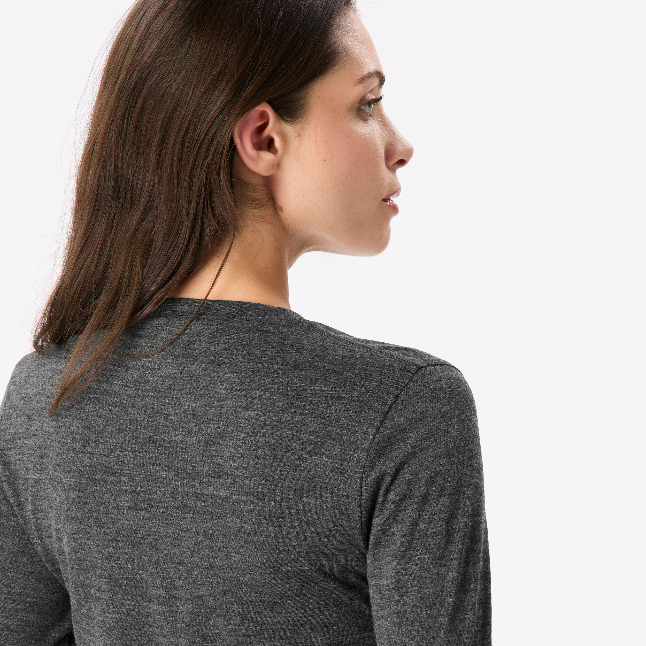 Chandail de longue randonnée à manches longues en mérinos femme, Merino Fresh 5/9