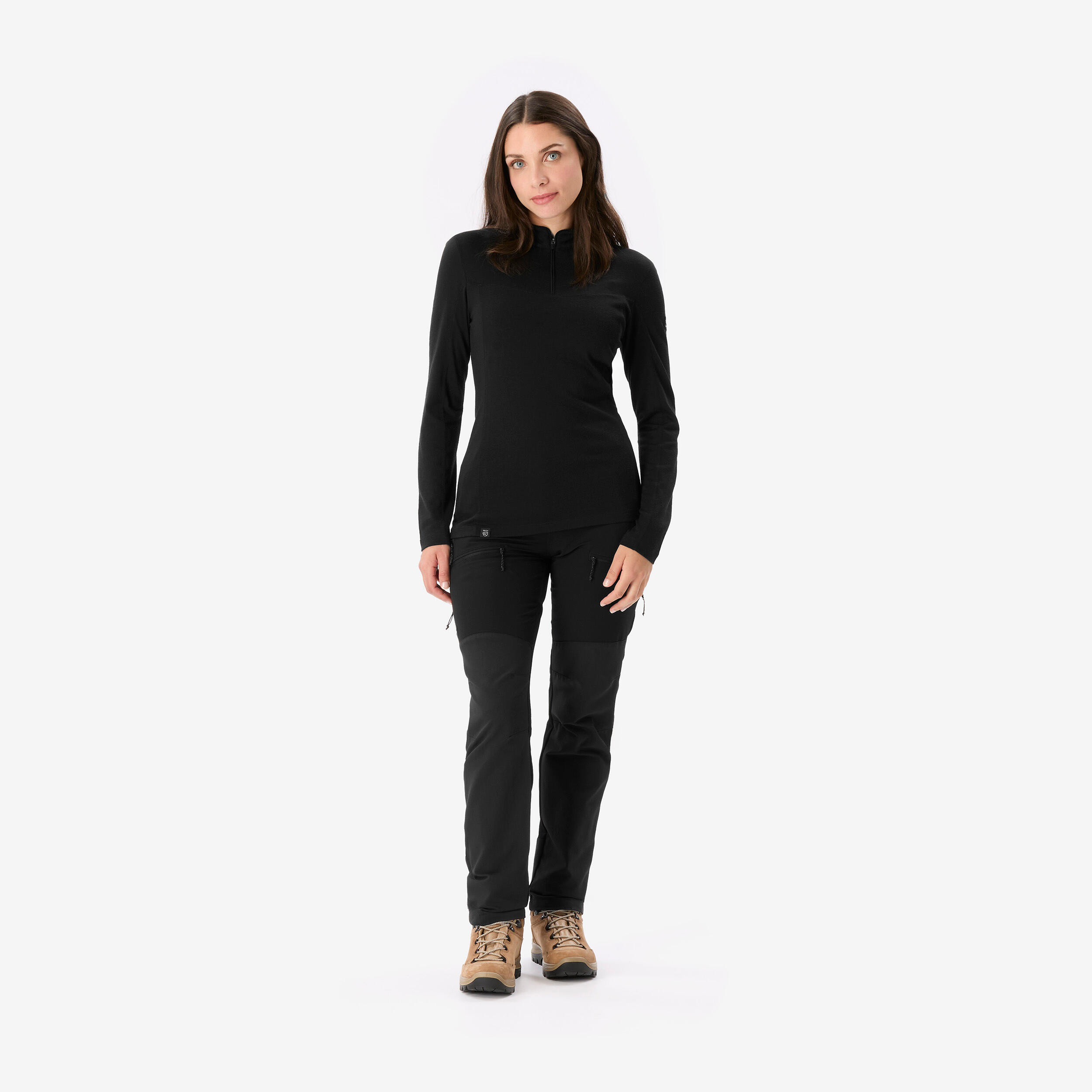 Chandail à manches longues et demi-zip en laine mérinos femme, Merino Resist 2/8