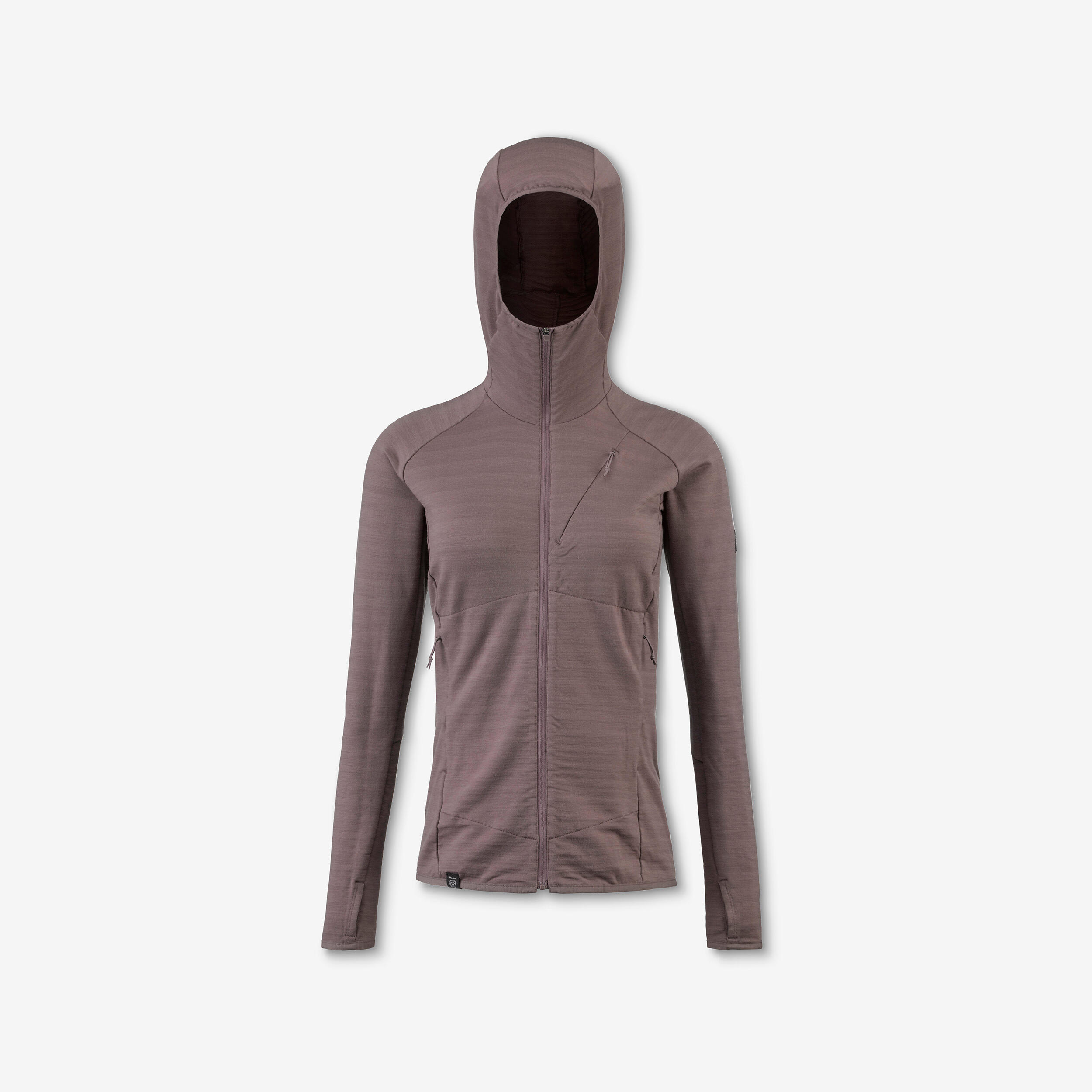Pull technique à capuche en laine mérinos femme, Resist marron 11/11