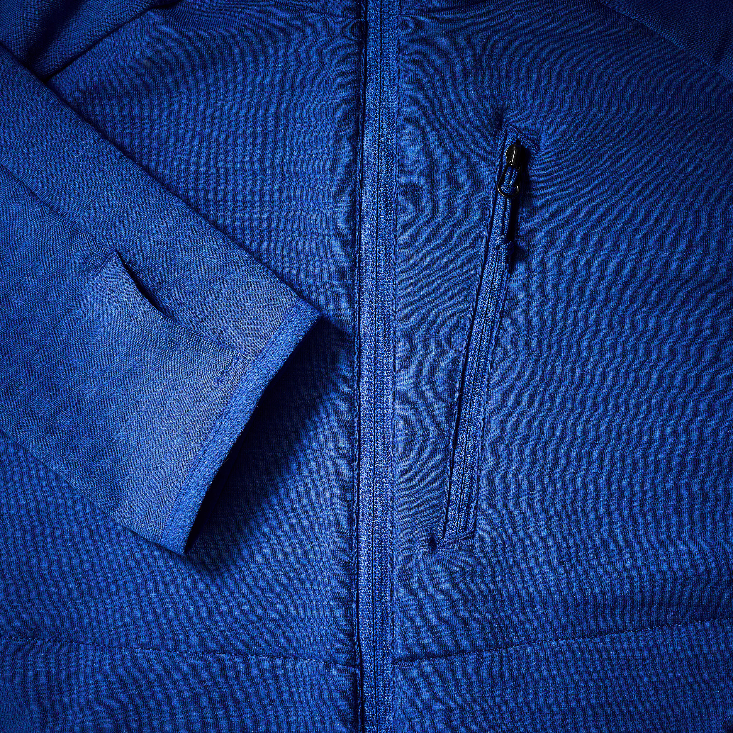 Pull technique à capuche en laine mérinos homme, Resist bleu 7/11