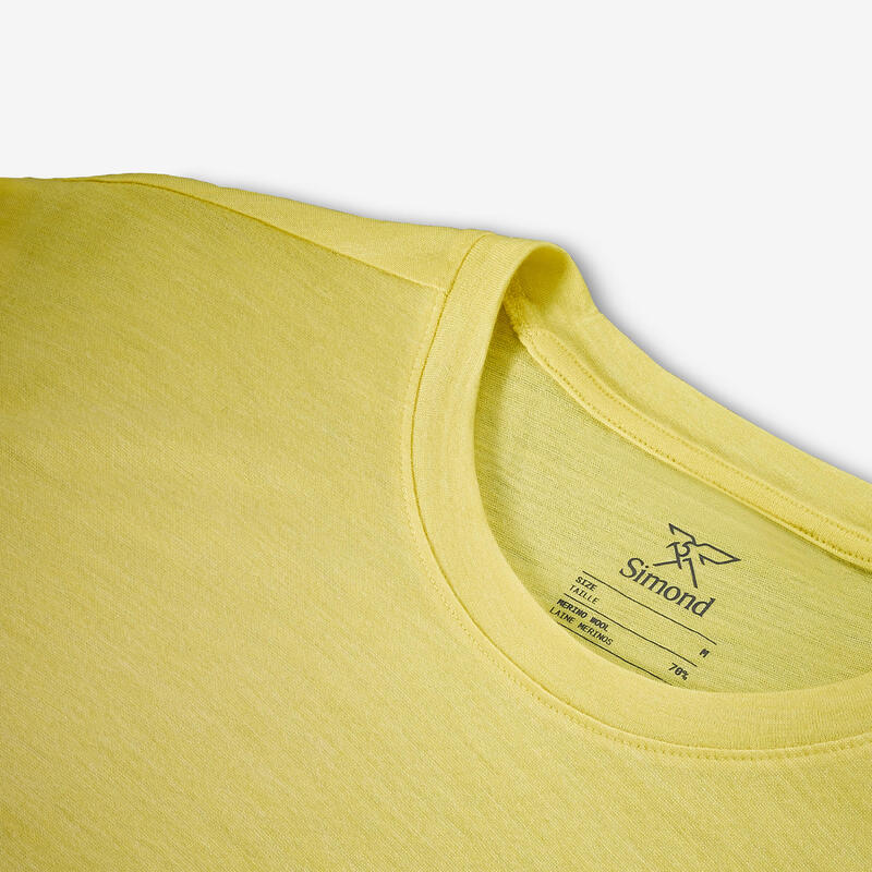 Tricou trekking, cu lână merinos, Merino Fresh galben, bărbați