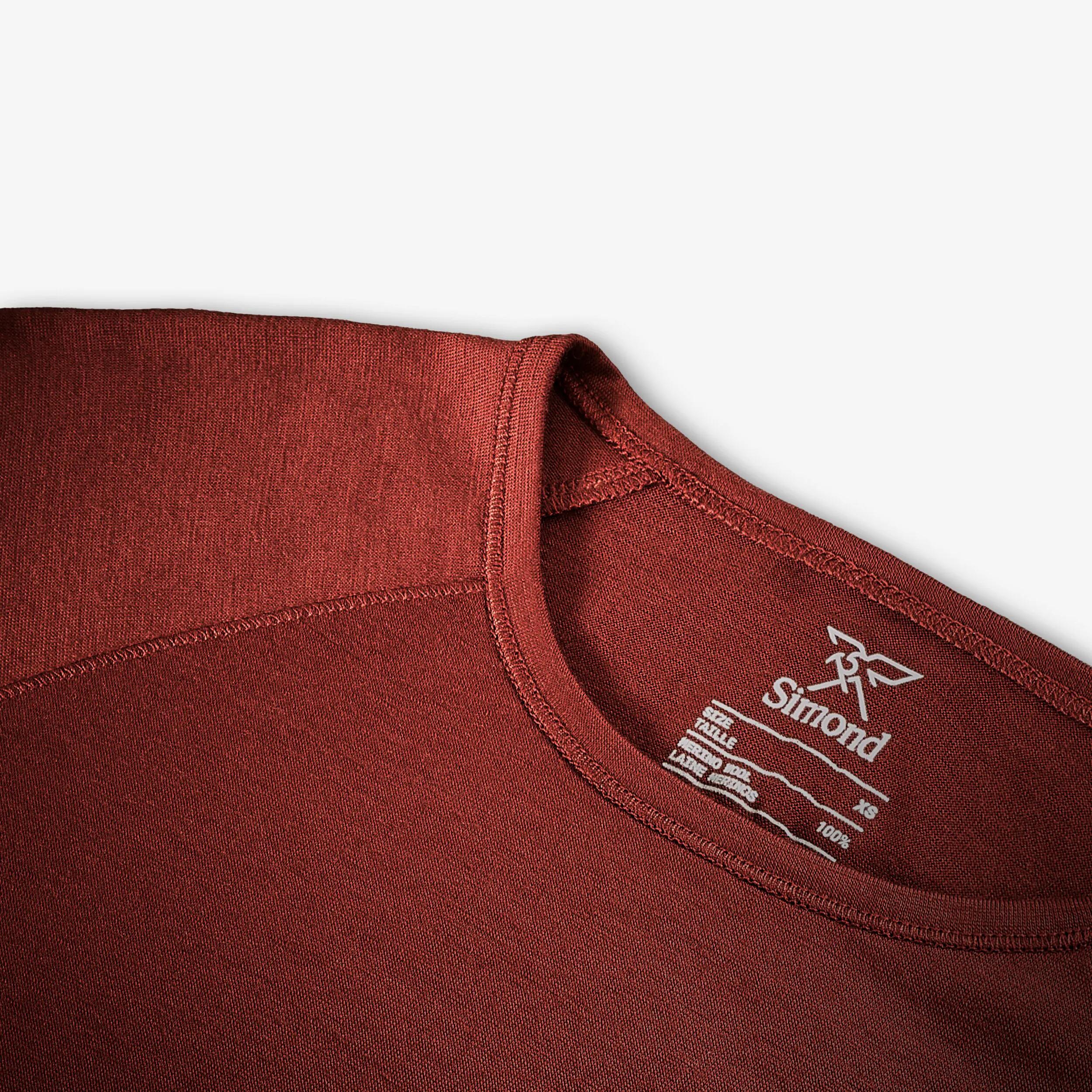 Camiseta manga larga 100% lana merina mujer, Merino 100% marrón  6/8