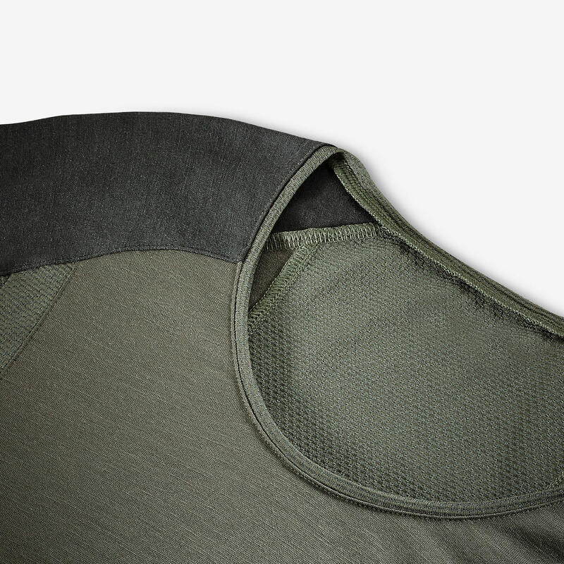 Tricou de trekking din lână merinos, Merino Resist kaki, damă