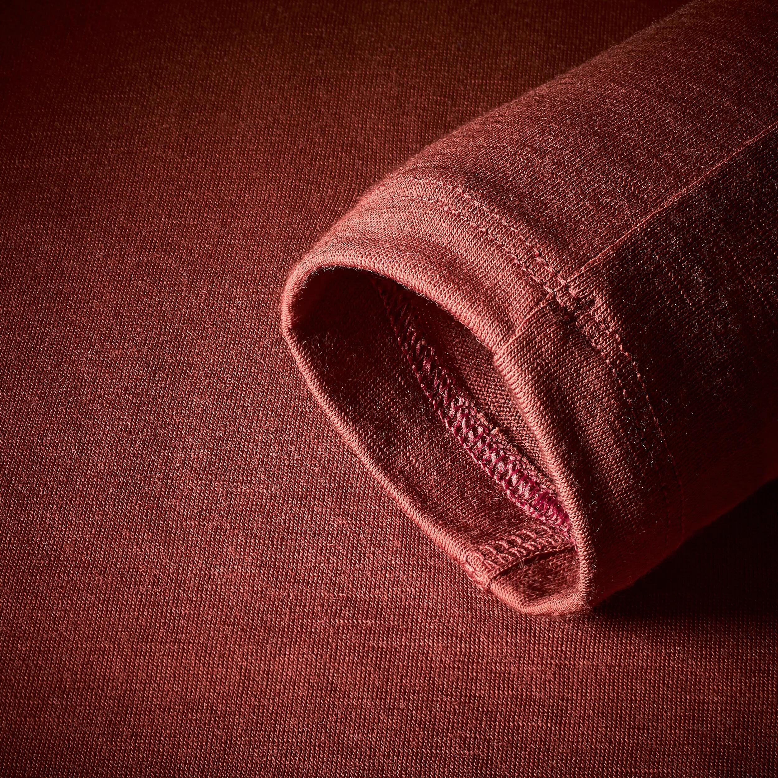 T-shirt manches longues à col zip en laine mérinos homme, Merino Resist bordeaux 7/9