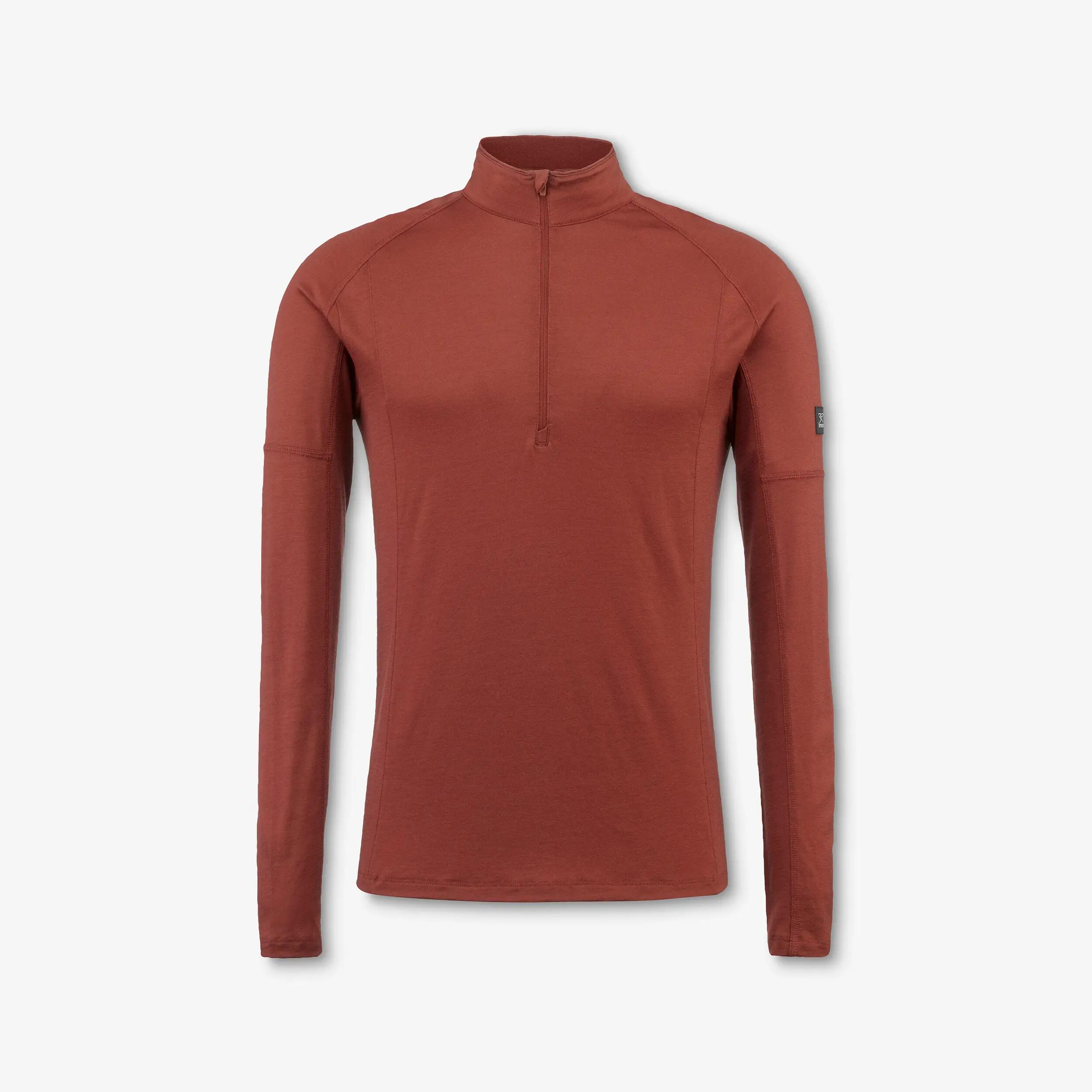 T-shirt manches longues à col zip en laine mérinos homme, Merino Resist bordeaux 9/9