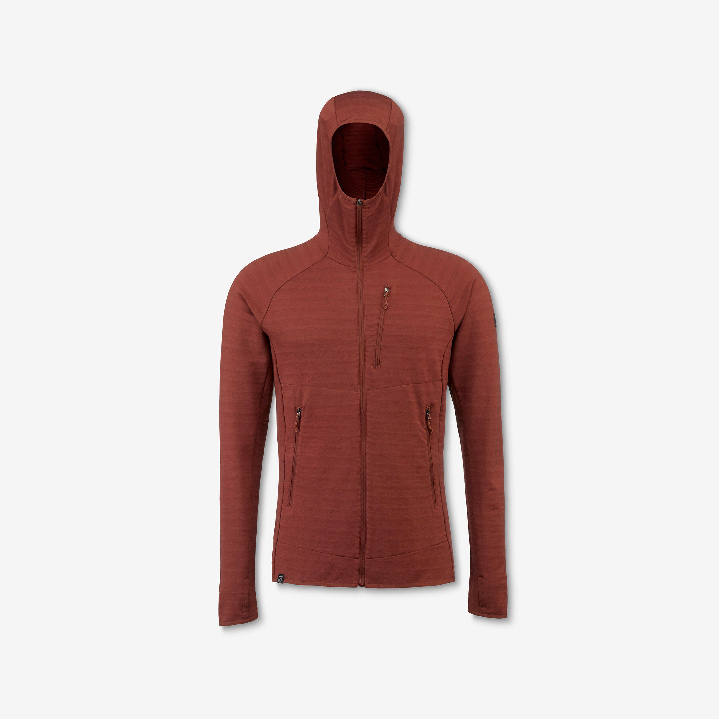 Pull technique à capuche en laine mérinos homme, Resist marron 11/11