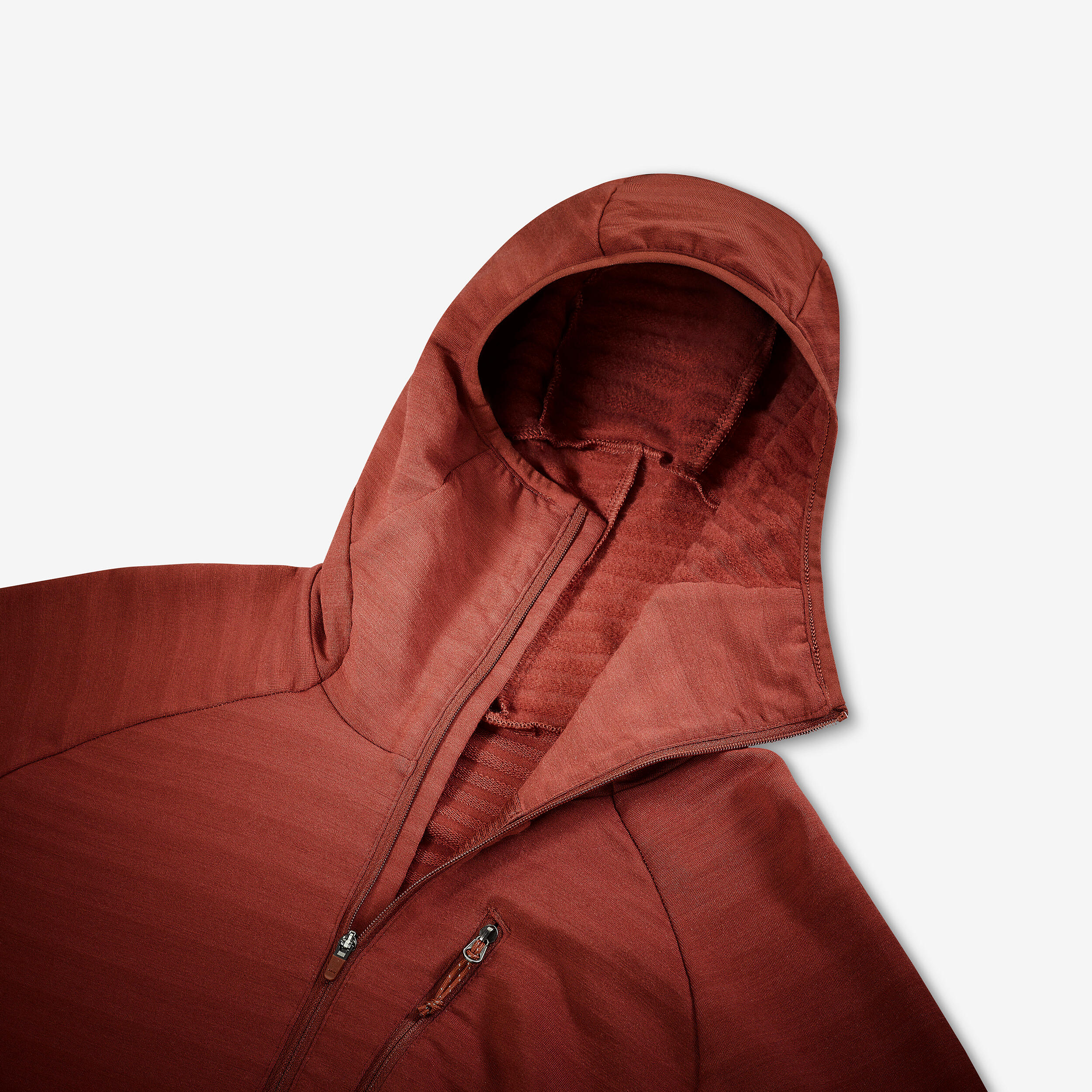 Pull technique à capuche en laine mérinos homme, Resist marron 8/11