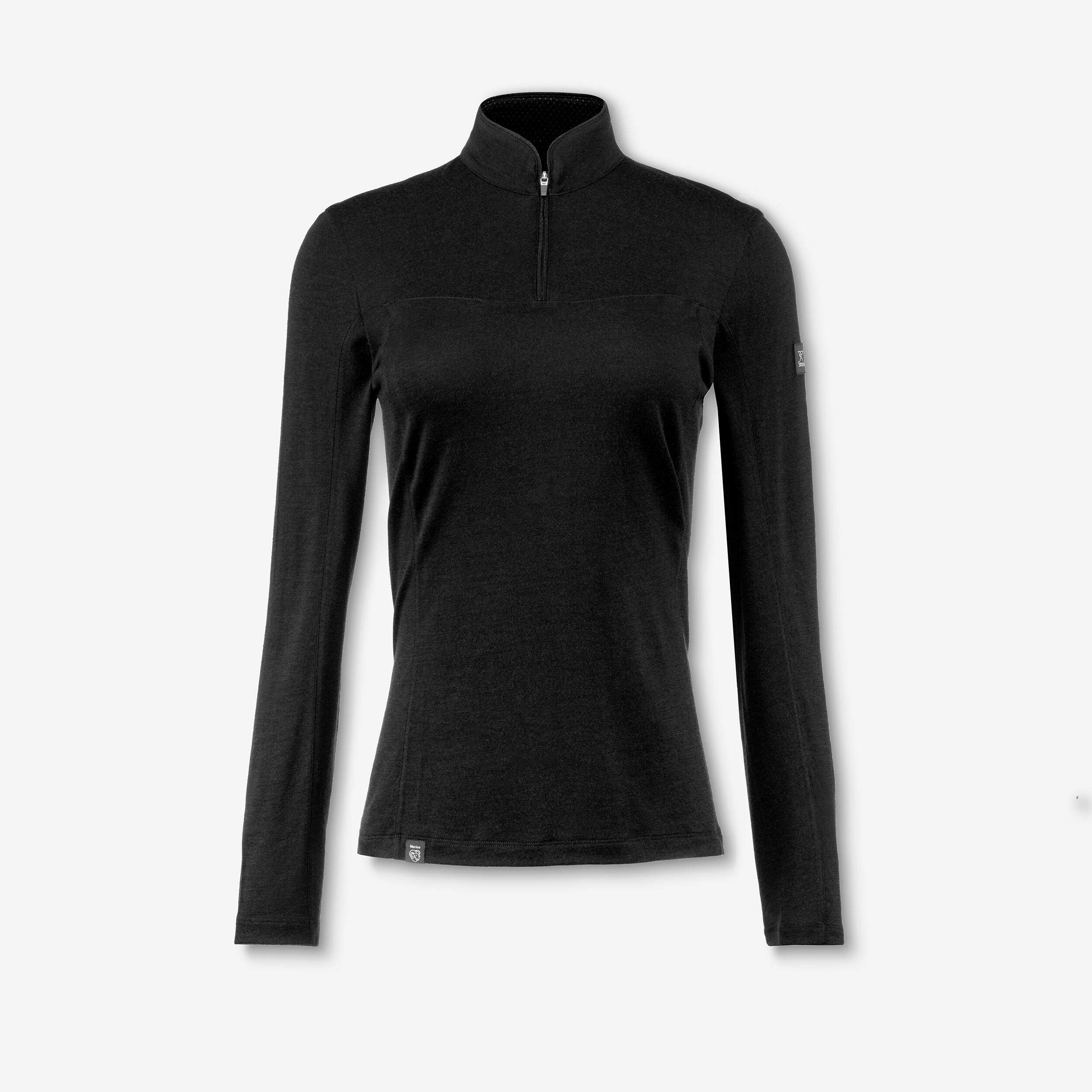 Chandail à manches longues et demi-zip en laine mérinos femme, Merino Resist 8/8
