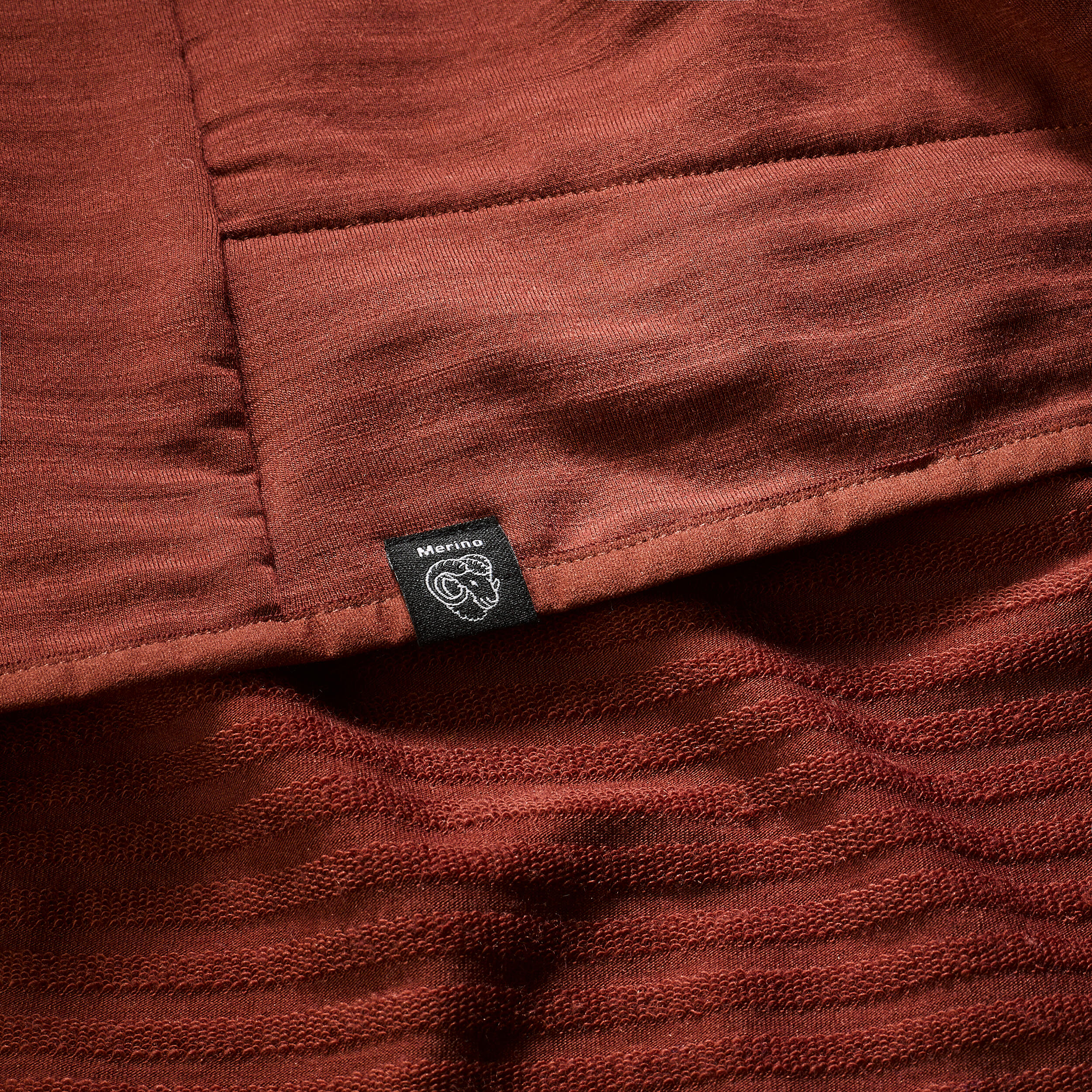 Pull technique à capuche en laine mérinos homme, Resist marron 9/11