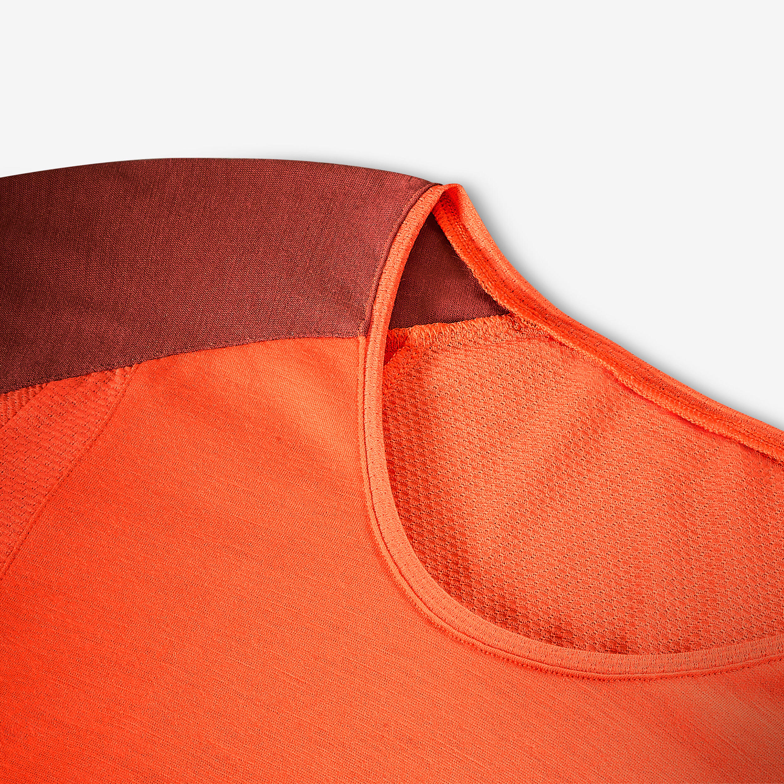Damen-Trekking-T-Shirt mit kurzen Ärmeln aus Merinowolle, Merino Resist orange 6/8