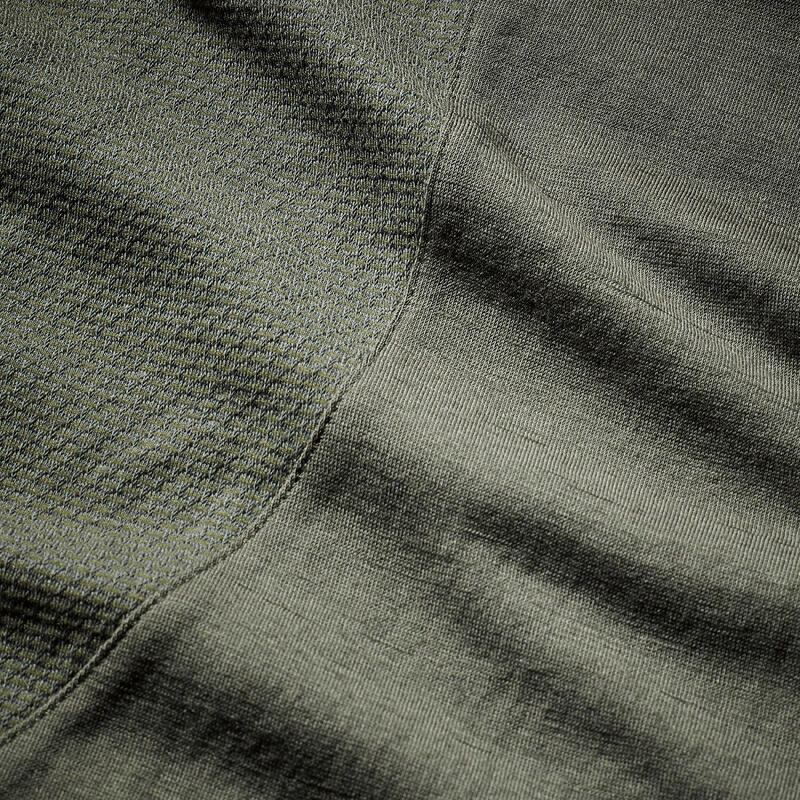 Tricou de trekking din lână merinos, Merino Resist kaki, damă