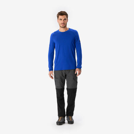Футболка чоловіча Merino Resist з довгими рукавами для гірського трекінгу синя