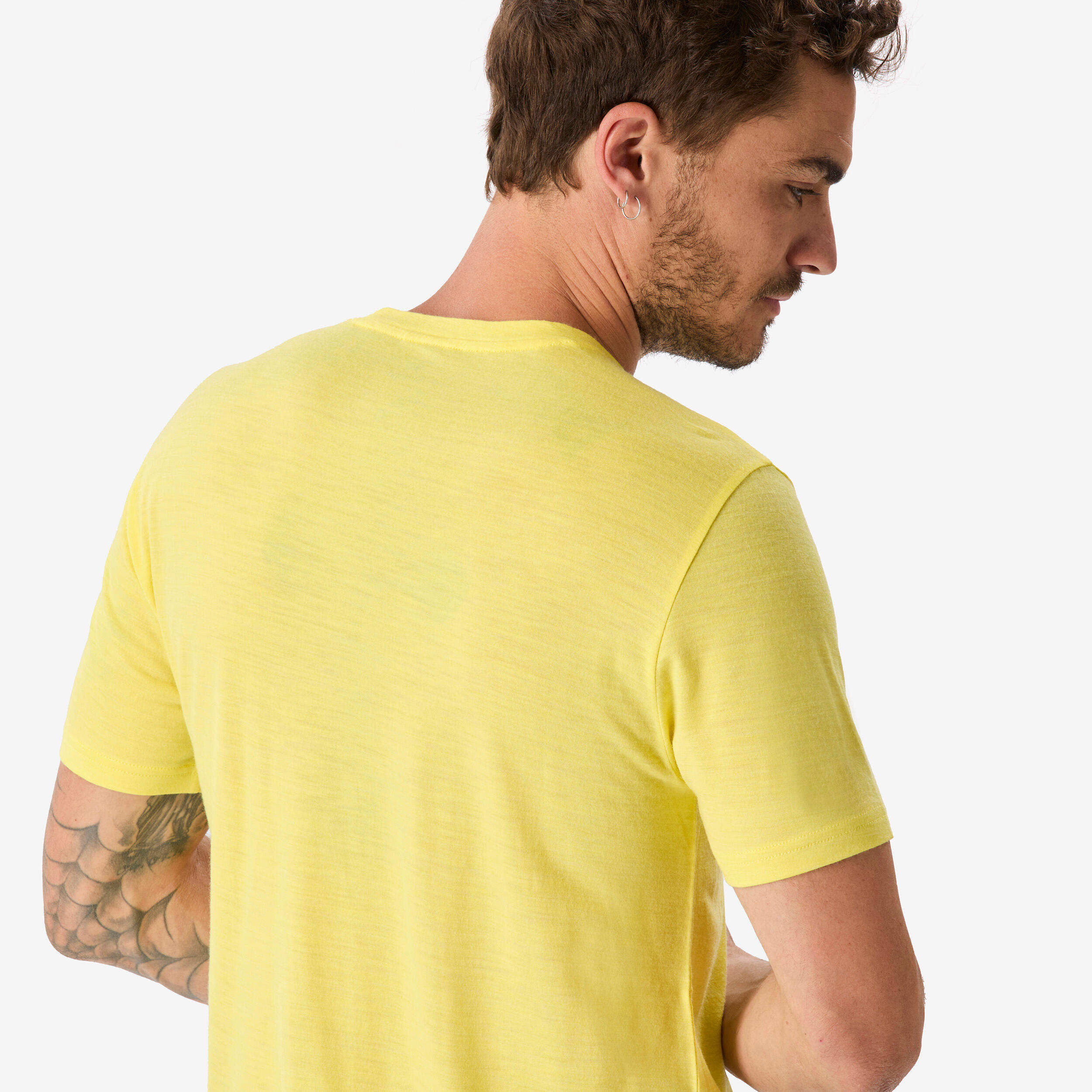 T-shirt manches courtes de trek en laine mérinos homme, Merino Fresh jaune 5/8