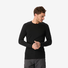 T-shirt noir 100 % laine mérinos manches longues homme, Merino 100 % marron