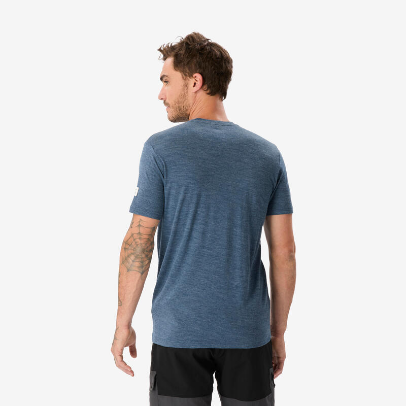 Tricou trekking cu lână merinos Merino Fresh albastru bărbați