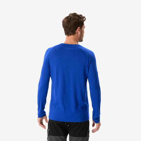 Футболка чоловіча Merino Resist з довгими рукавами для гірського трекінгу синя