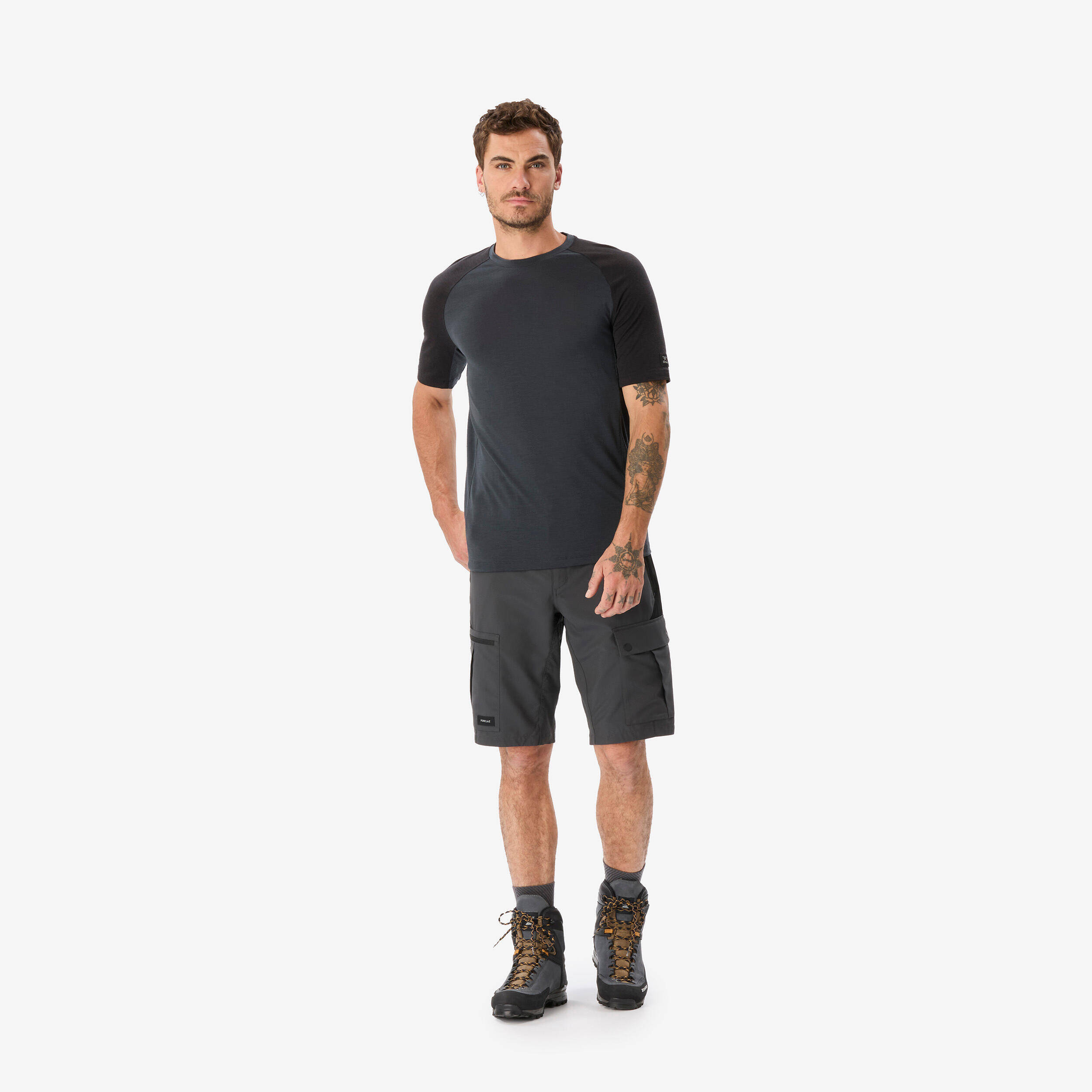 Men’s short-sleeved Merino wool T-shirt, Merino Resist - Grey -  2