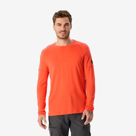 Футболка чоловіча Merino Resist з довгими рукавами для трекінгу помаранчева