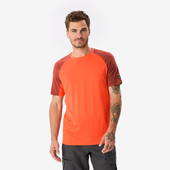 T-shirt manches courtes en laine mérinos homme, Merino Resist orange