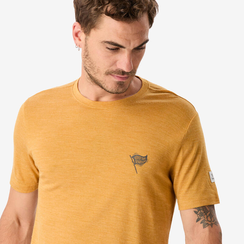 Pánské tričko na trek s krátkým rukávem z merino vlny Merino Fresh