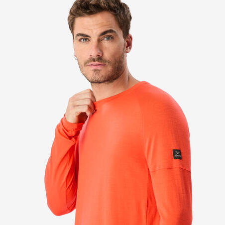 Футболка чоловіча Merino Resist з довгими рукавами для трекінгу помаранчева