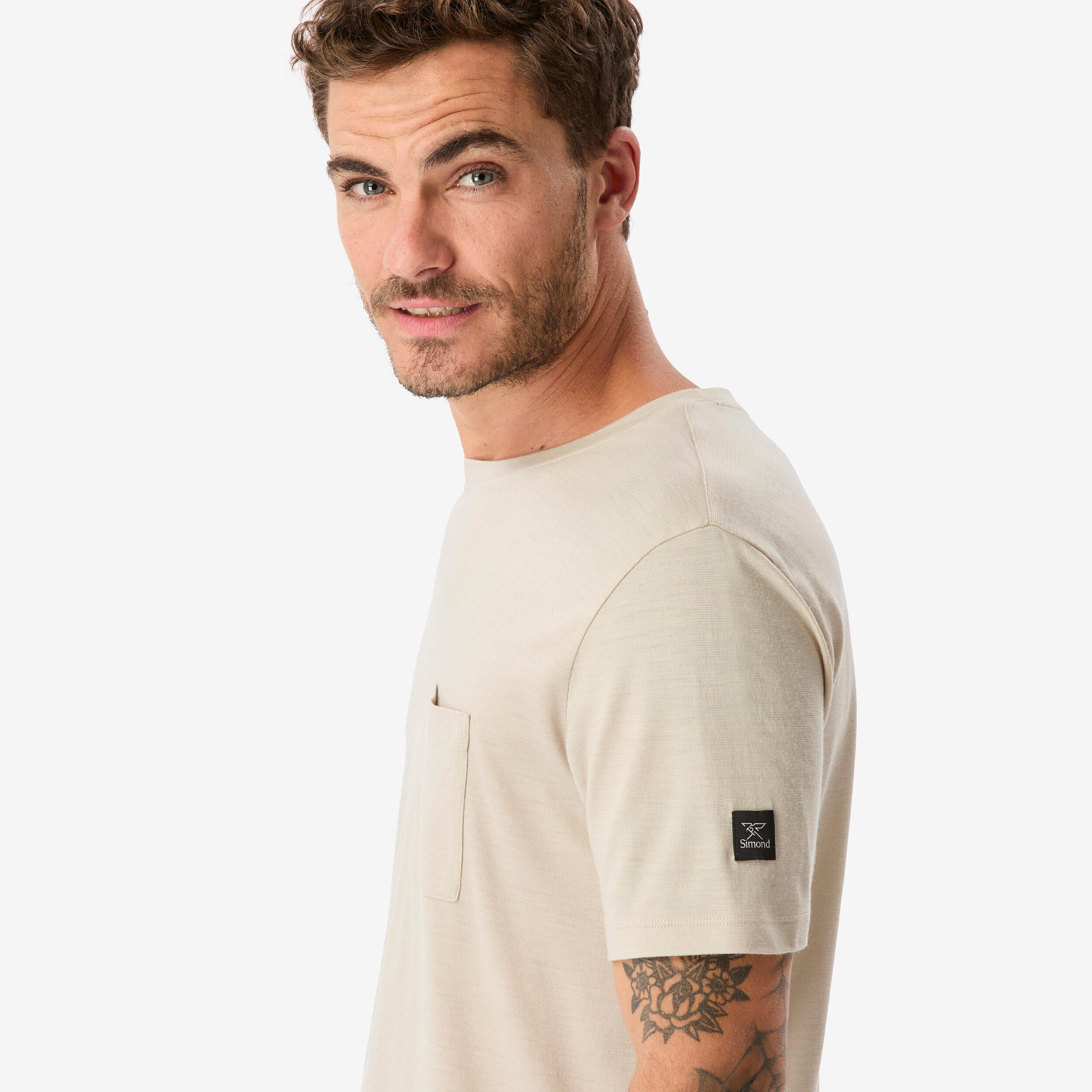 T-shirt de longue randonnée en laine mérinos homme 3/8